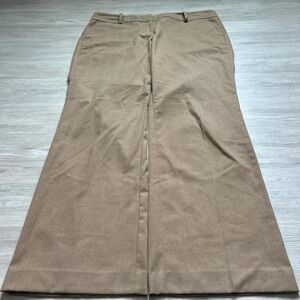 Vintage 2000s Brown Baggy Wide Leg Flared Dress Pants 40x32 Y2K Skate Streetwear